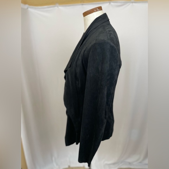 Catherine Malandrino black drape front Faux Suede Jacket size XS - Picture 2 of 5